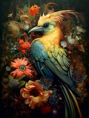 realistic pictures of birds and flowers