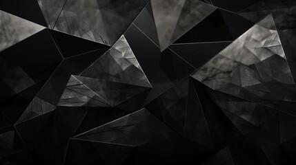 Abstract Silver Art with Obsidian Geometry
