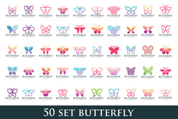 set of creative abstract butterfly logo design. Vector illustration
