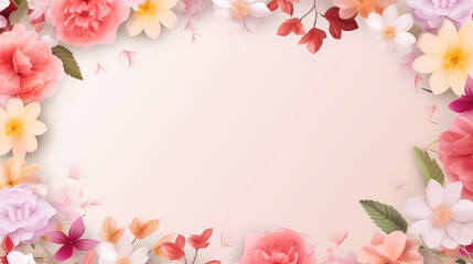 Naklejka na ściany i meble Pink rose flower composition background, decorative flower background pattern, floral border background