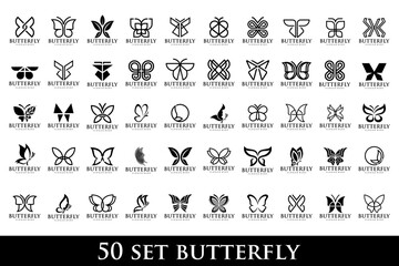 set of creative abstract butterfly logo design. Vector illustration - obrazy, fototapety, plakaty