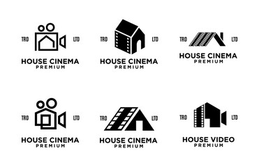 Naklejka premium House home studio film cinema video logo icon design illustration