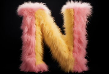Fototapeta premium Letter N made of down feather.Down feather font concept. Unique collection of letters and numbers. Spring, summer and valentines creative idea