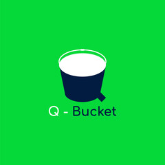 The logo of a bucket in the shape of the letter Q.