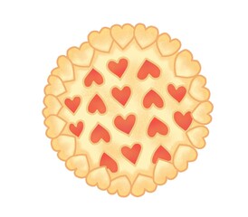 Heart shaped cookies isolated on white background. Realistic design for food, cake, or pastry illustration.