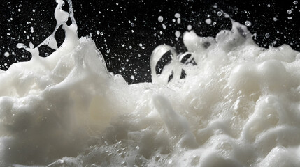 Foamy soap water erupting.