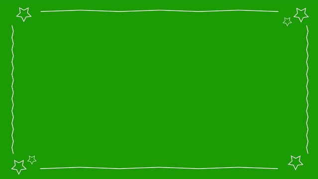 Thin White line Border with Twinkle Stars Motion Graphic Animation on Green Background