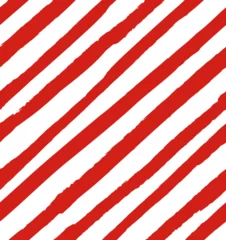 Fotobehang Vector seamless repeat pattern with thick diagonal bias red and white stripes. Grunge torn edge striping. Versatile striped backdrop, Christmas stripe pattern, Valentine, Americana red stripes. © Pattern_Talent