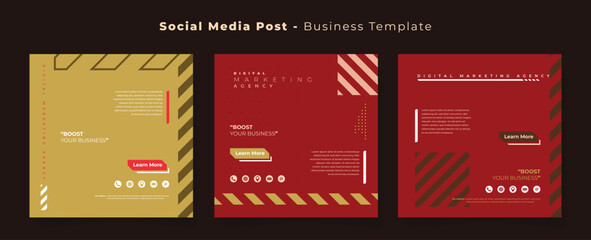 Social media post template for digital marketing design with red yellow sporty background
