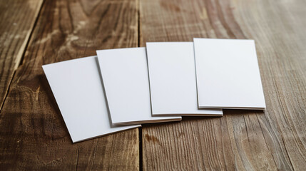 テーブルに並んだ4枚の白いカード - obrazy, fototapety, plakaty