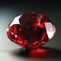 Red diamond on a dark background close-up. Jewelry background