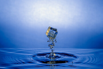 Ice cube with bubbles