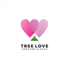 tree love gradient colorful design logo