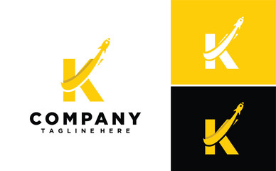 Letter K Initial with Rocket Modern logo design