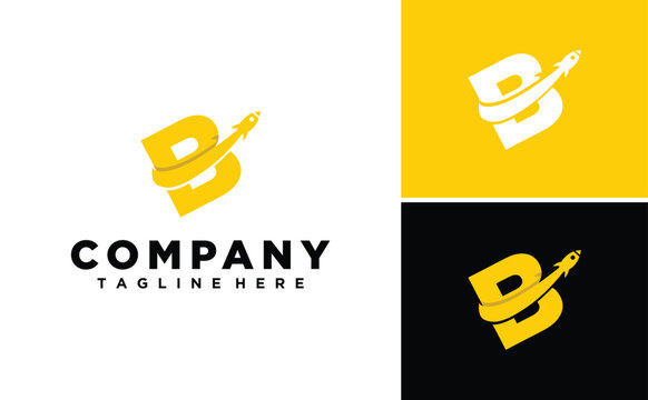 Letter B Initial with Rocket Modern logo design