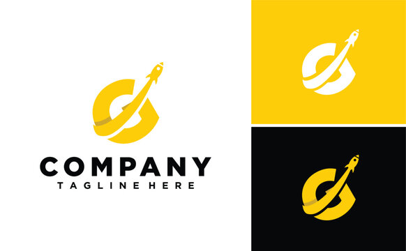 Letter G Initial with Rocket Modern logo design