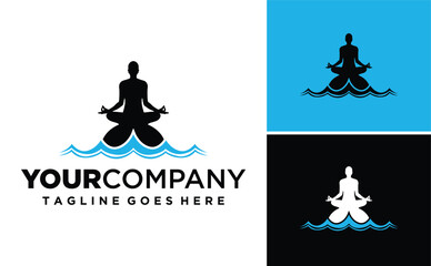 stone and woman silhouette logo design spa and wellness vector inspiration