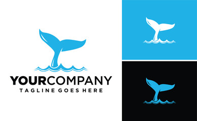 Naklejka premium Blue Whale Tail Logo Template