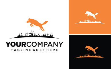 Silhouette Jumping Fox  vector logo design