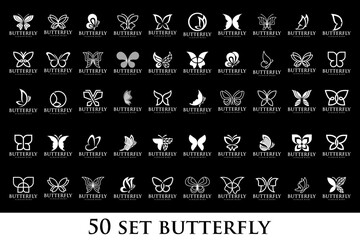 set of creative abstract butterfly logo design. Vector illustration