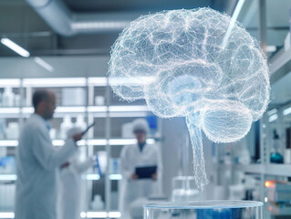 A Holographic Brain Floating in a Laboratory Occupied by Scientists