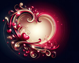 illustration of intricate swirling valentines day heart design