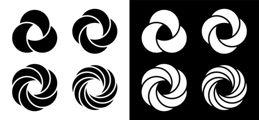 Abstract minimal designs isolated on white and black background. Vector illustration.
