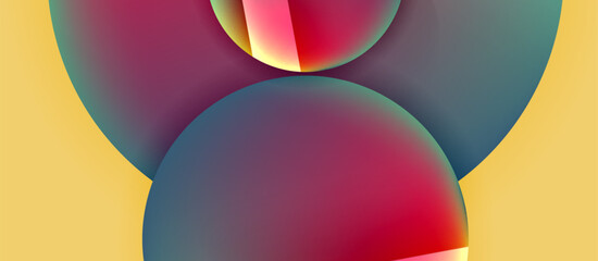 Glossy metal glowing circles geometric background. Minimal abstract composition. Vector illustration For Wallpaper, Banner, Background, Card, Book Illustration, landing page