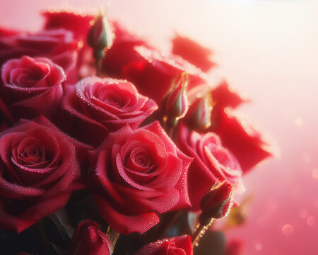 beautiful romantic red roses flowers with copyspace