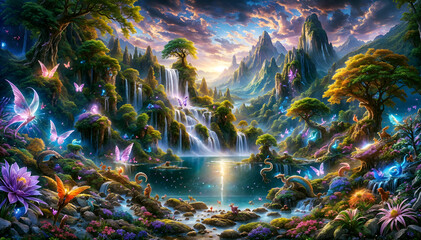 Ethereal Waterfall in Magical Realm
