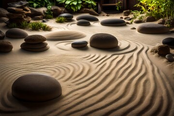 zen garden with zen stones