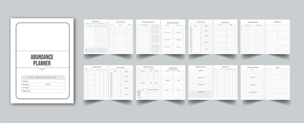 Editable Abundance Planner Kdp Interior printable template Design.