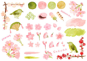 桜_お花見_水彩_手描き_春イラスト © Noma