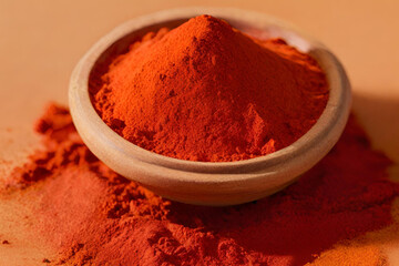 Paprika powder with a rich red color, highlighting its earthy aroma and mild heat