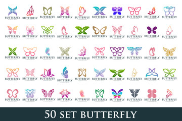 set of creative abstract butterfly logo design. Vector illustration