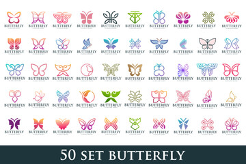 Fototapeta na wymiar set of creative abstract butterfly logo design. Vector illustration