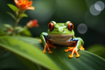 Fototapeta premium Close-Up pf Red-Eyed Tree Frog