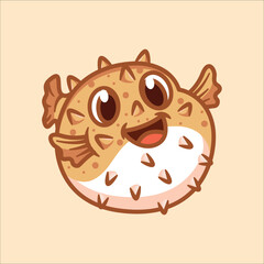 Puffer fish cartoon animal illustration