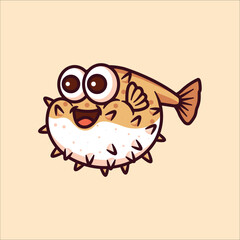 Puffer fish cartoon animal illustration