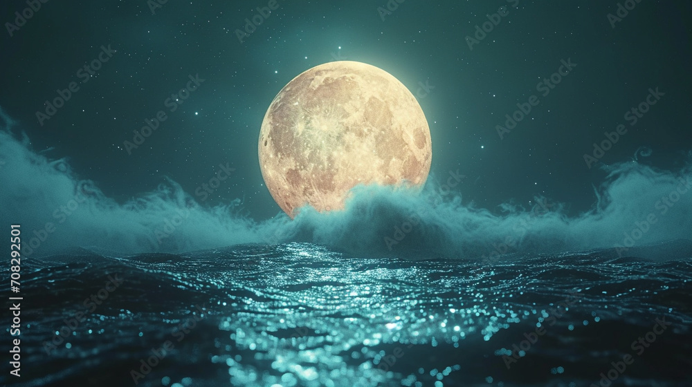 Sticker moon over water