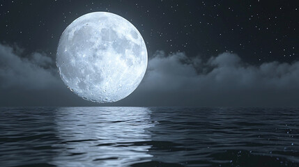 Naklejka na ściany i meble full moon over sea