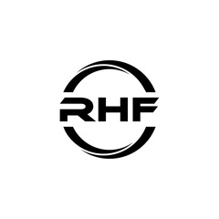 RHF letter logo design with white background in illustrator, cube logo, vector logo, modern alphabet font overlap style. calligraphy designs for logo, Poster, Invitation, etc.