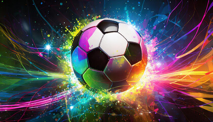 soccer ball on colorful background football