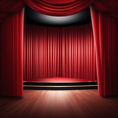 Open red 3D curtains inspired by film and theater.
