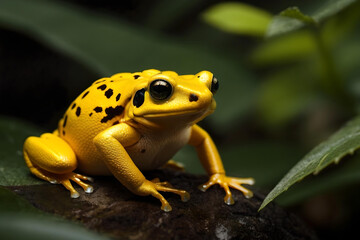 Fototapeta premium Vibrant Yellow & Black Golden Poison Frog