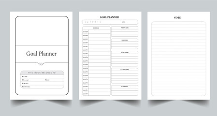 Daily Goal Planner KDP Interior Printable Template  Vector illustration.