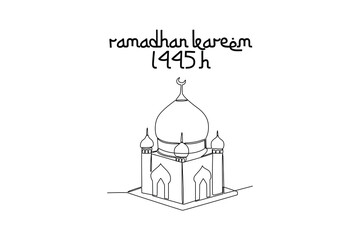 One continuous line drawing of Welcoming Ramadan concept. Doodle vector illustration in simple linear style.