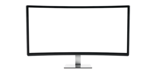 Curved Ultrawide Monitor on Transparent Background, front view