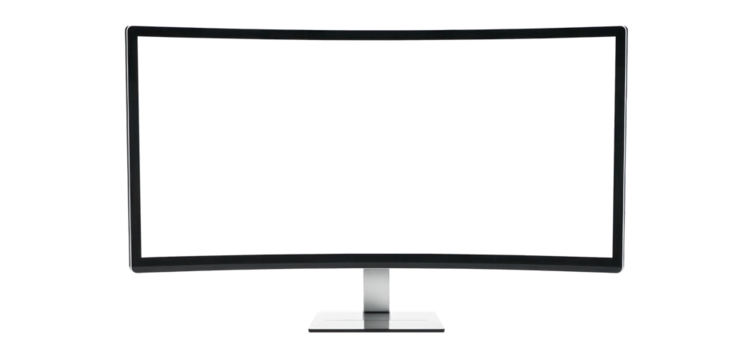 Curved Ultrawide Monitor on Transparent Background, front view