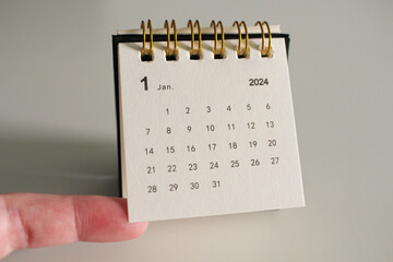 Calendar template for the new year, 2024. Place it elegantly on your clean, white work desk for a touch .